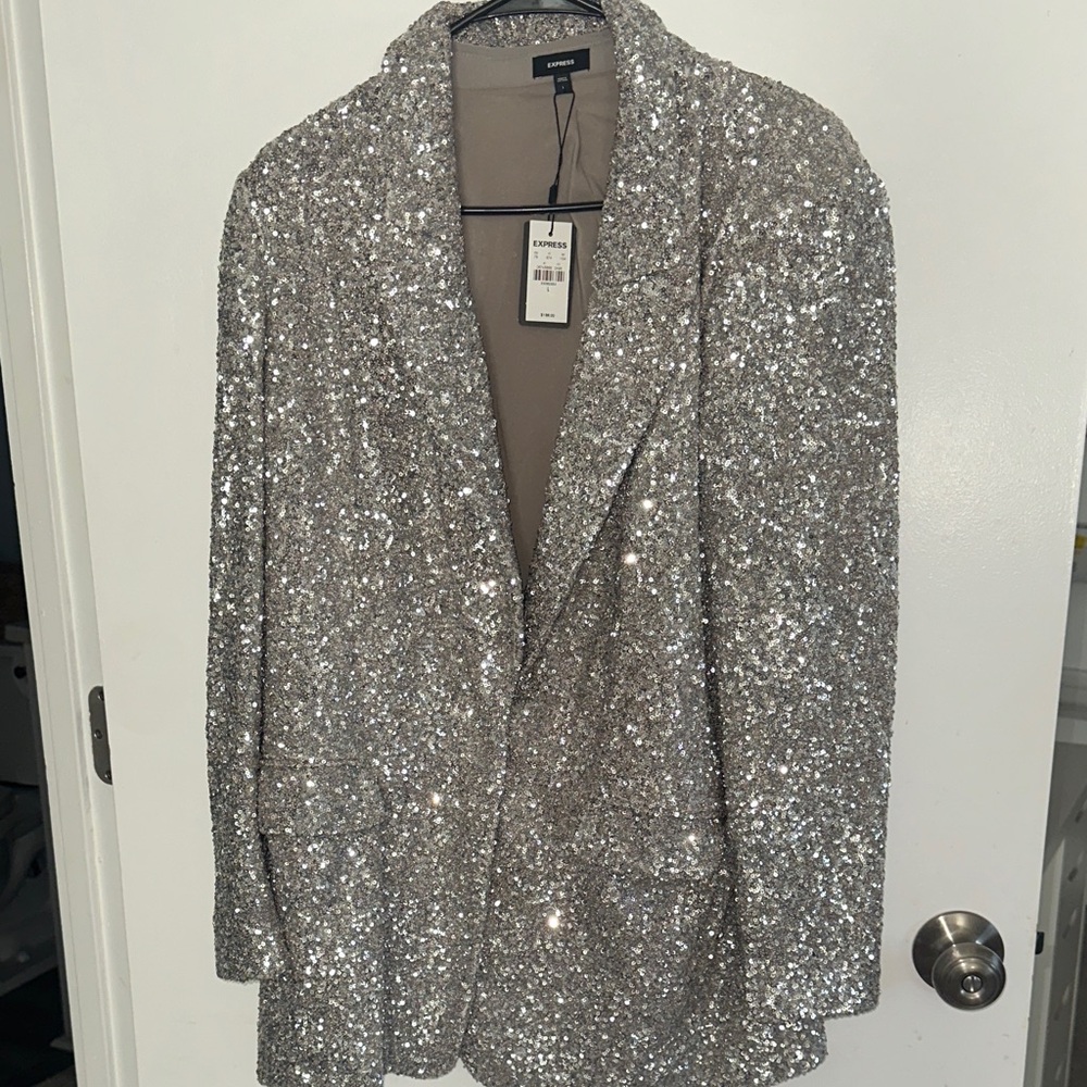 Express Shimmering Silver Blazer